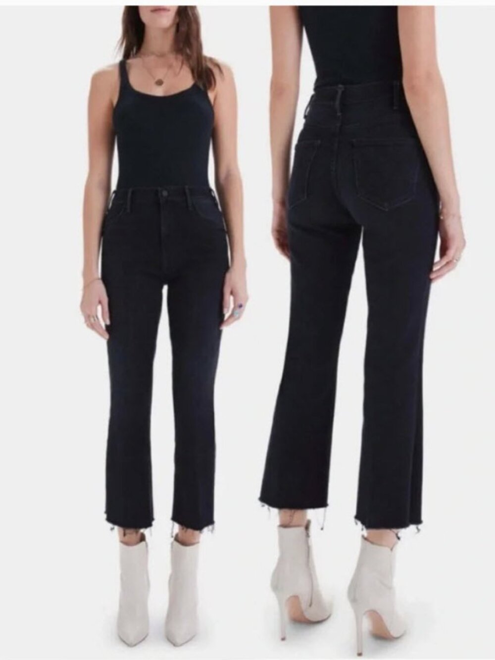 MOTHER Black Cropped Ankle Jeans